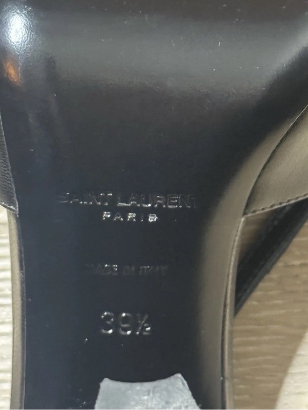 24hr sale-Saint Laurent Jeanne Black Slingback Heels Gold Metallic Toe Logo 38.5 - Picture 5 of 6